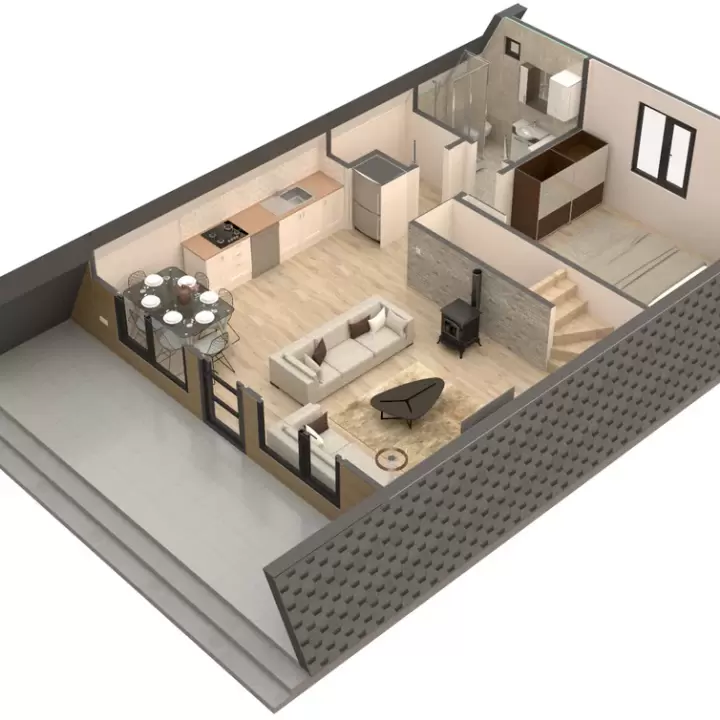 23' x 34' A-Frame Cabin Plans, Architectural Design 1325 SF Blueprint PDF