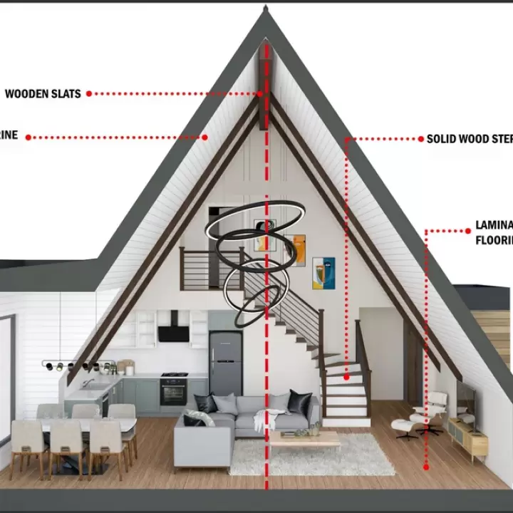 44' x 29' A-Frame Cabin DIY Plans, Blueprint