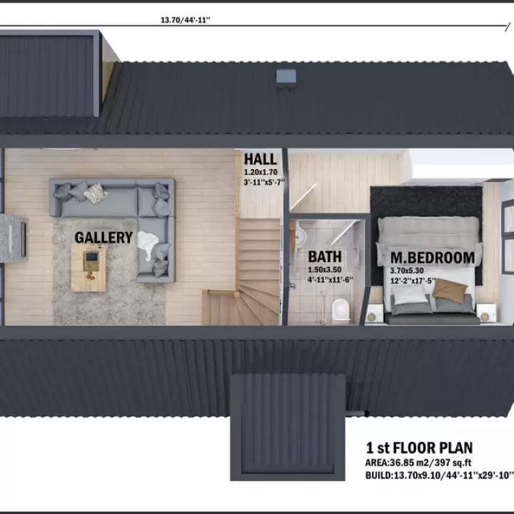 44' x 29' A-Frame Cabin DIY Plans, Blueprint