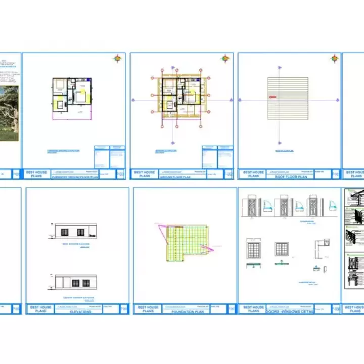 22' x 32' Small House Plans 2 Bedroom, Architectural Home Design