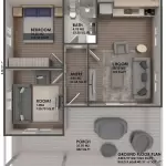 22' x 32' Small House Plans 2 Bedroom, Architectural Home Design