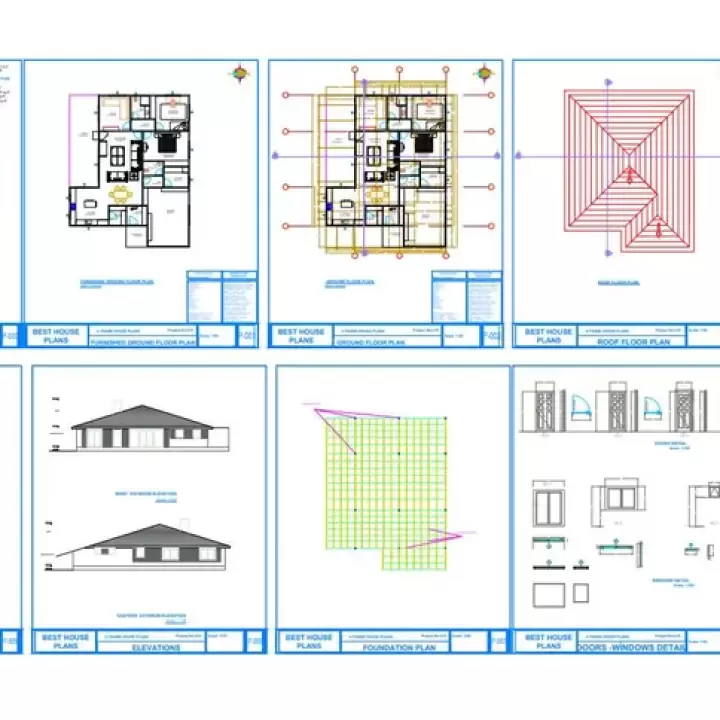 43' x 55' Farmhouse Plans ガレージ付き3ベッドルーム 1862 sq.ft