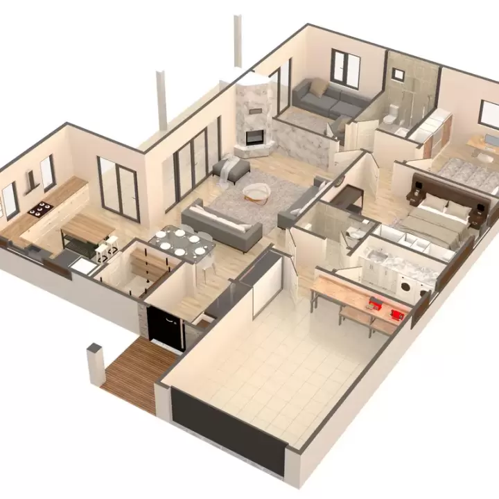 43' x 55' Farmhouse Plans 3 Bedroom with Garage 1862 sq.ft