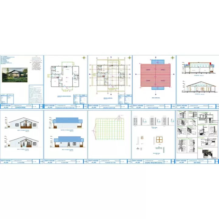 Single Story Cottage House Plans, Modern Cottage Blueprints