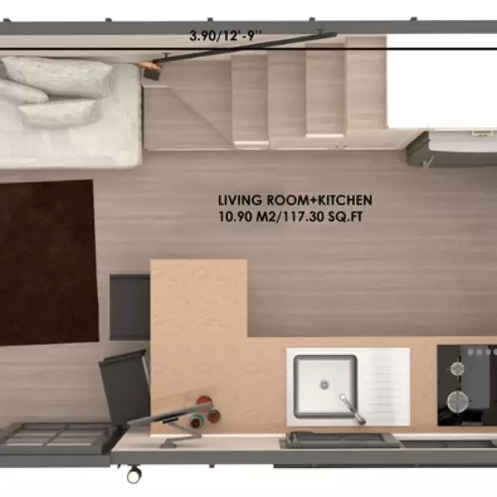 Tiny House Cabin Plan, Prefab Tiny House Blueprint