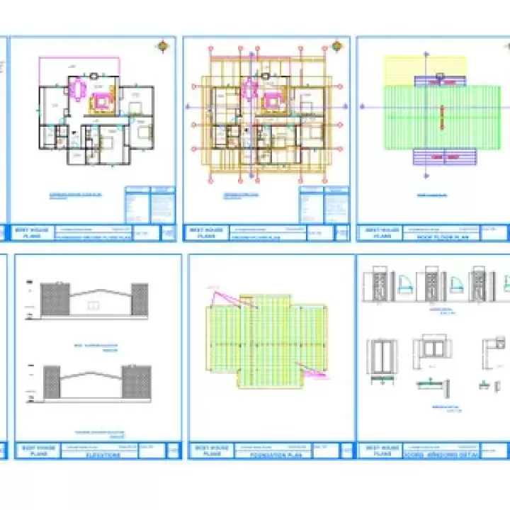 58' x 45' Planos de casas de campo 3 quartos 2195 Sq.ft