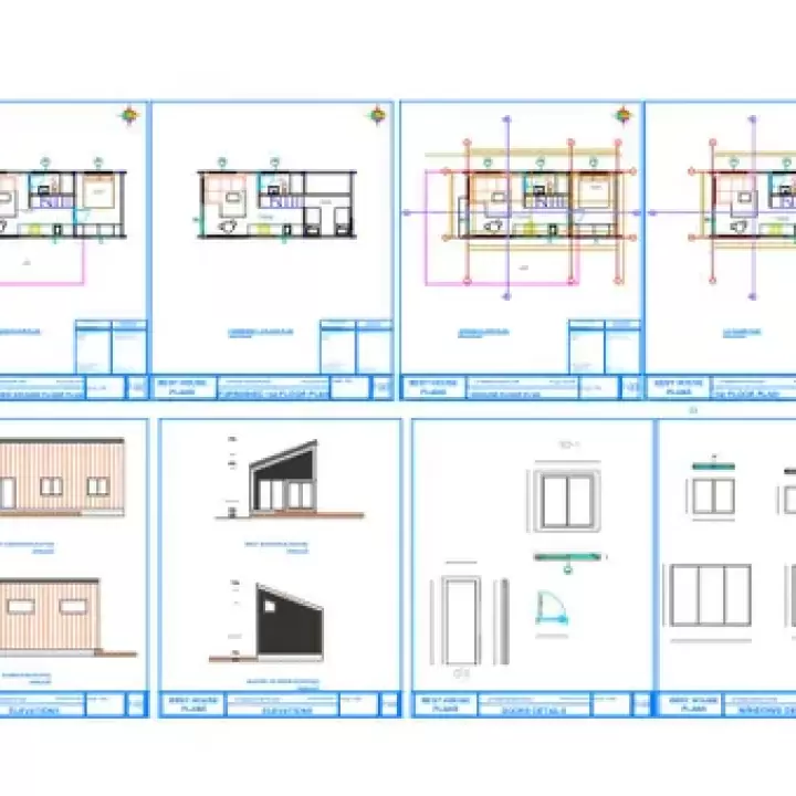 34' x 29' Modern Cabin House Plans Diy, Tiny House Blueprint