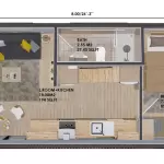 34' x 29' Modern Cabin House Plans Diy, Tiny House Blueprint