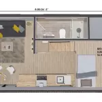 34' x 29' Modern Cabin House Plans Diy, Tiny House Blueprint