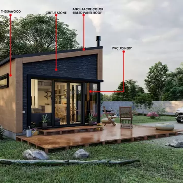 34' x 29' Modern Cabin House Plans Diy, Tiny House Blueprint