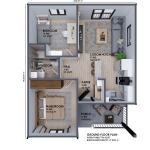 Planos modernos de casas pequenas e minúsculas, design de casa com 2 quartos e um andar